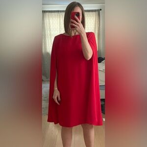 Ralph Lauren Red Cape Georgette Evening / Cocktail Dress